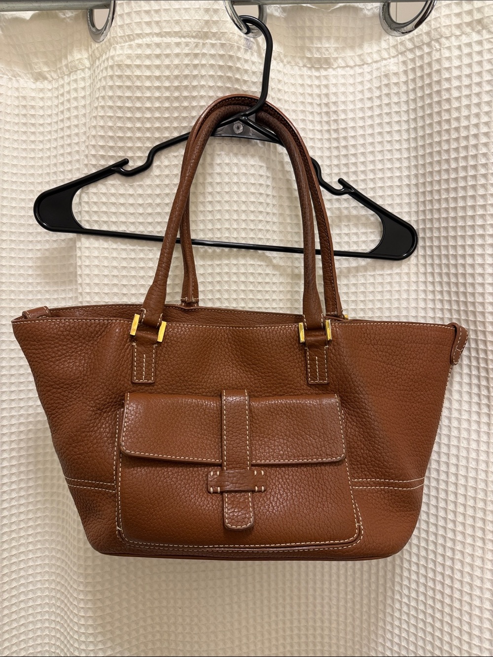 Loro Piana Brown Leather Messenger Handbag